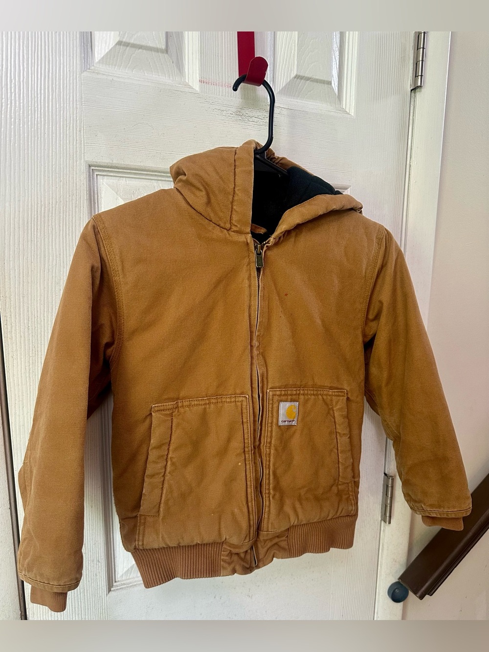 Carhartt Kids' Brown Canvas Hooded Work Jacket 7-8